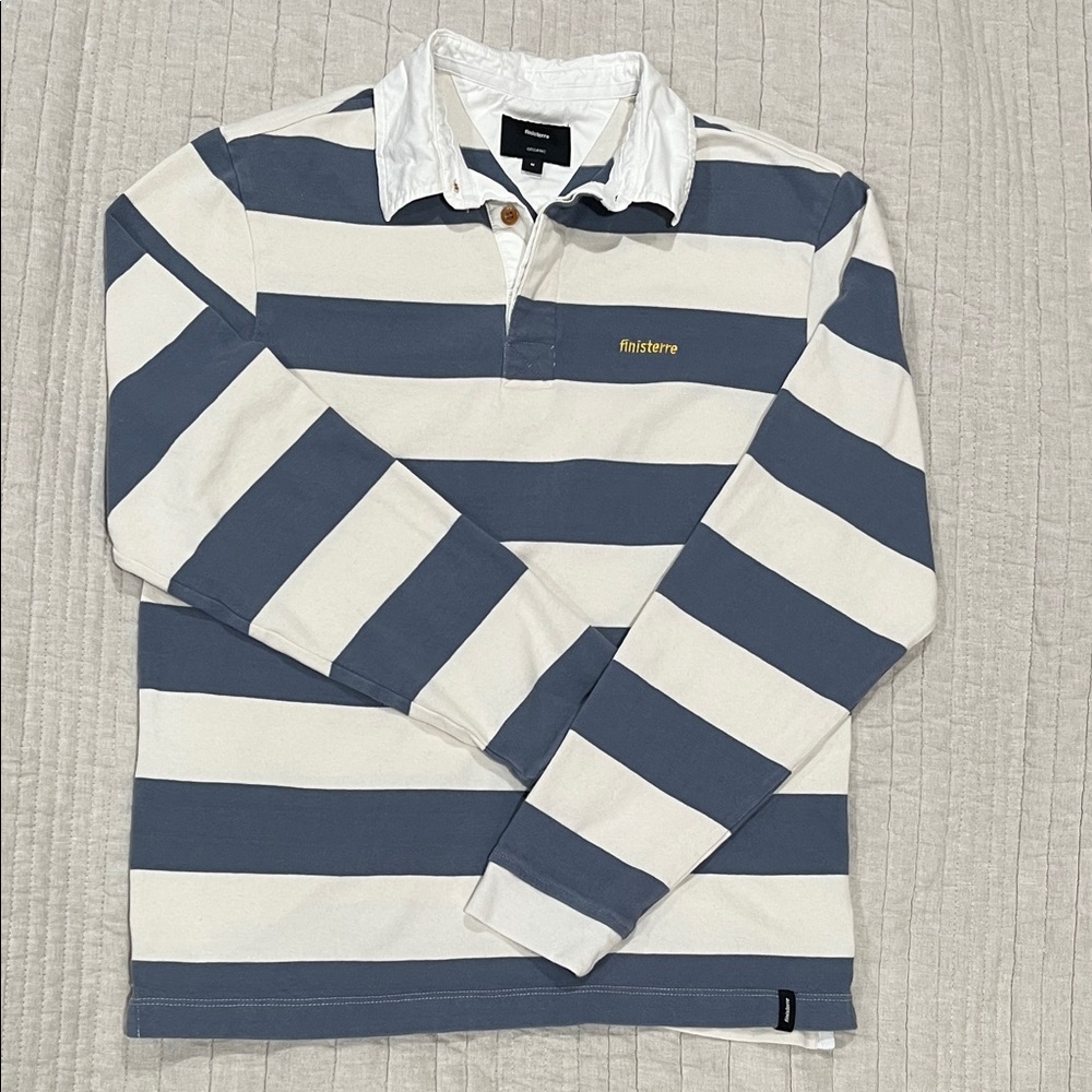 Men's Striped Long Sleeve Polo by finisterre brand size Medium